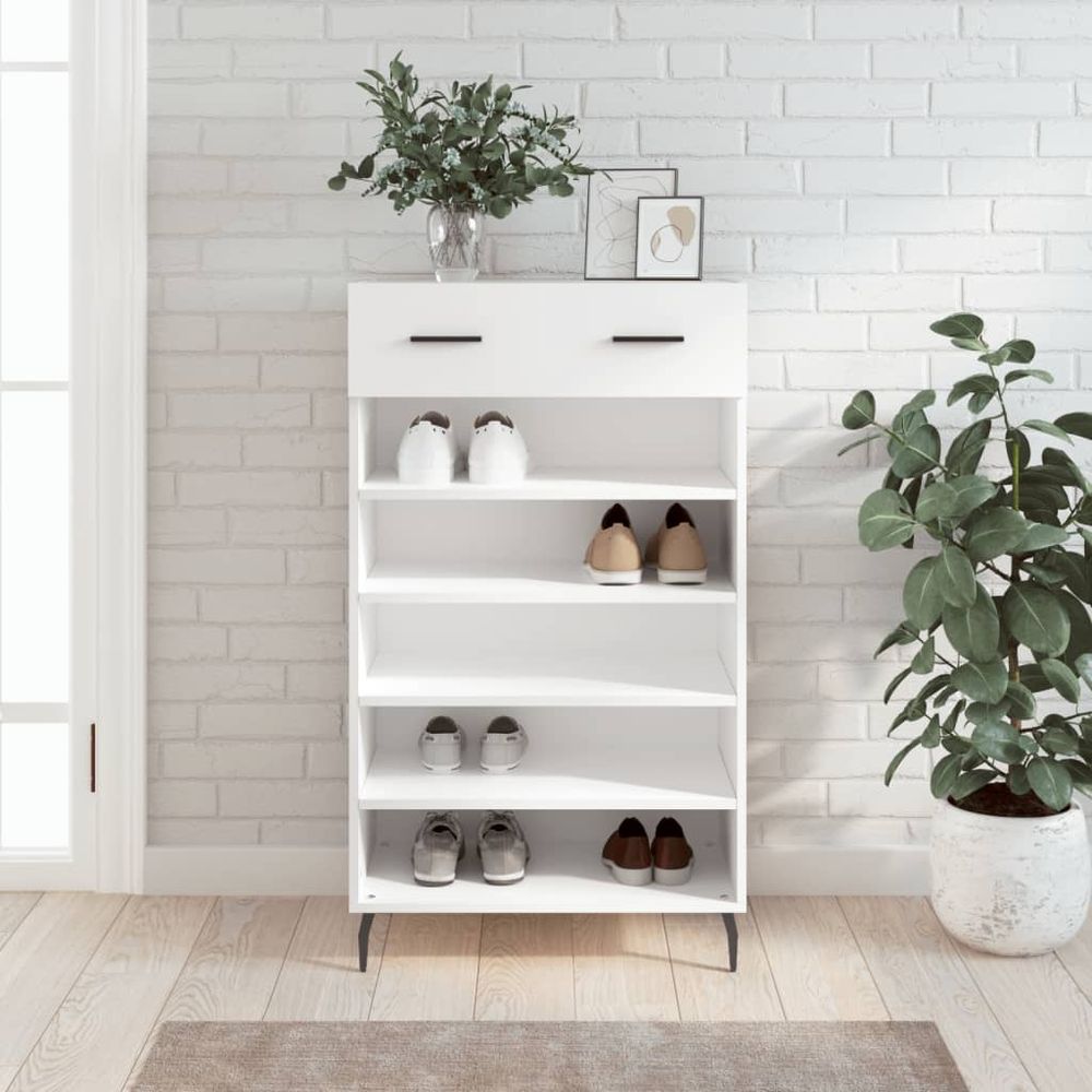 vidaXL Shoe Cabinet White 60x35x105 cm Engineered Wood S0671260505