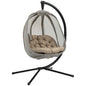 Hanging Egg Chair, Swing Hammock with Cushion and Stand, Khaki S0671072059