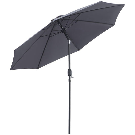 2.7M Patio Sun Umbrella Parasol Tilt Shade Aluminium Charcoal Grey S0671072264