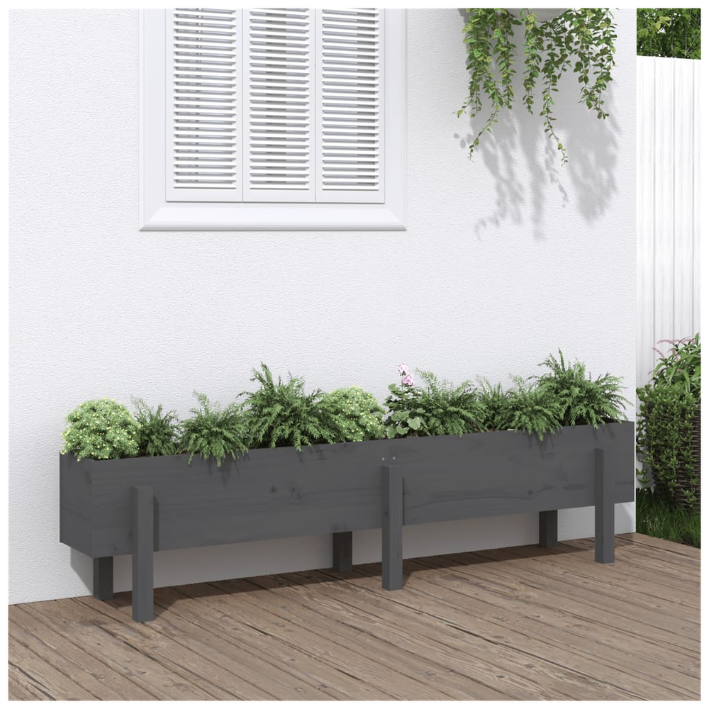 vidaXL Garden Raised Bed Grey 160x30x38 cm Solid Wood Pine S0671357730