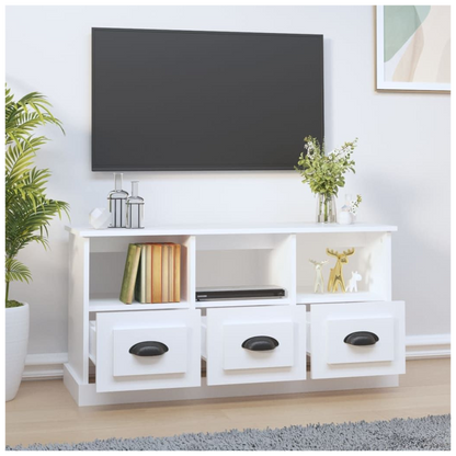 vidaXL TV Cabinet White 100x35x50 cm Engineered Wood S0671160785