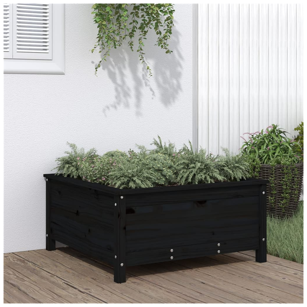 vidaXL Garden Planter Black 82.5x82.5x39 cm Solid Wood Pine S0671357932