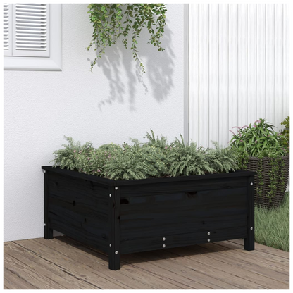 vidaXL Garden Planter Black 82.5x82.5x39 cm Solid Wood Pine S0671357932