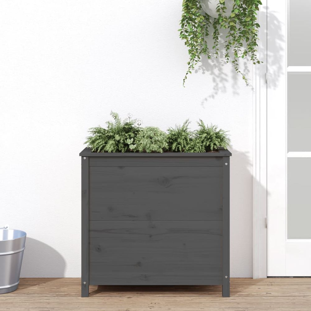 vidaXL Garden Planter Grey 82.5x40x78 cm Solid Wood Pine S0671357979