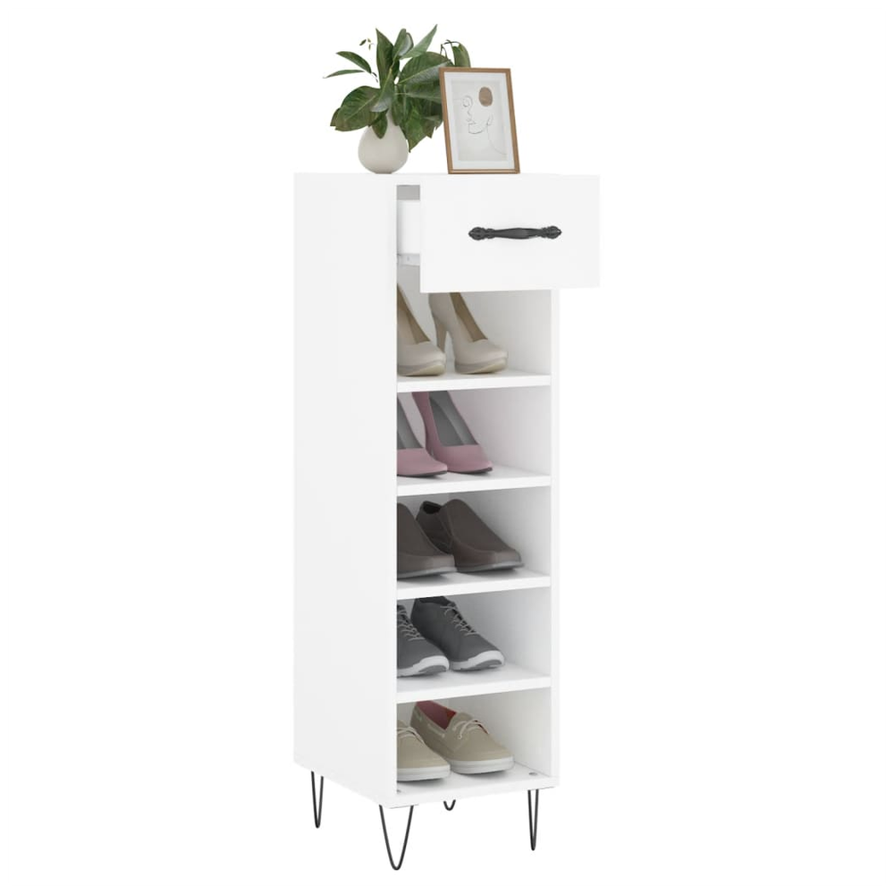 vidaXL Shoe Cabinet White 30x35x105 cm Engineered Wood S0671256835