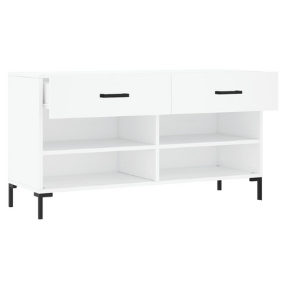 vidaXL Shoe Bench White 102x35x55 cm Engineered Wood S0671258569