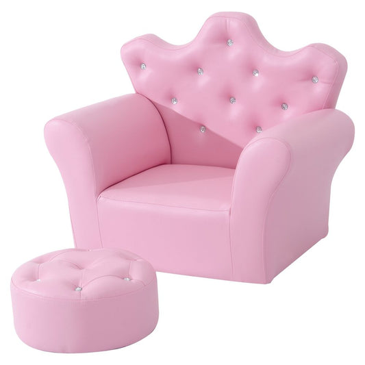 Children Kids Sofa Set Armchair Chair Seat With Free Footstool PU Leather Pink S0671347131