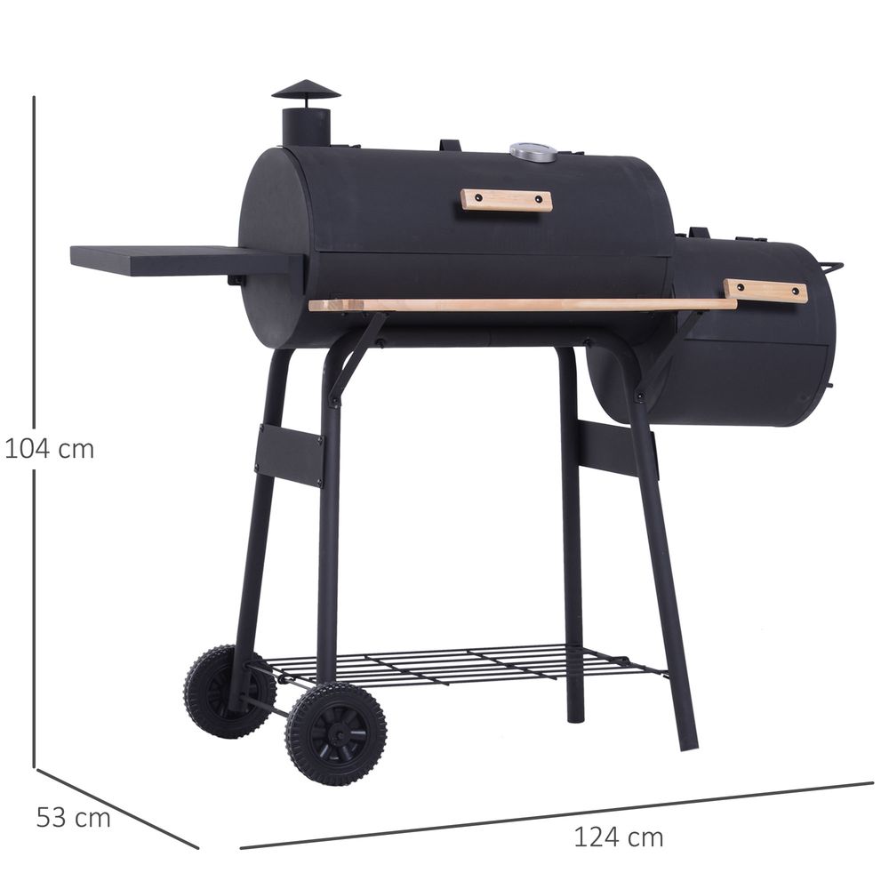 Portable Charcoal BBQ Grill Steel Offset Smoker Combo Backyard S067941714