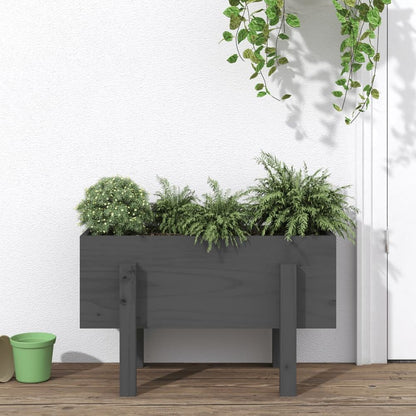 vidaXL Garden Planter Grey 62x30x38 cm Solid Wood Pine S0671358041