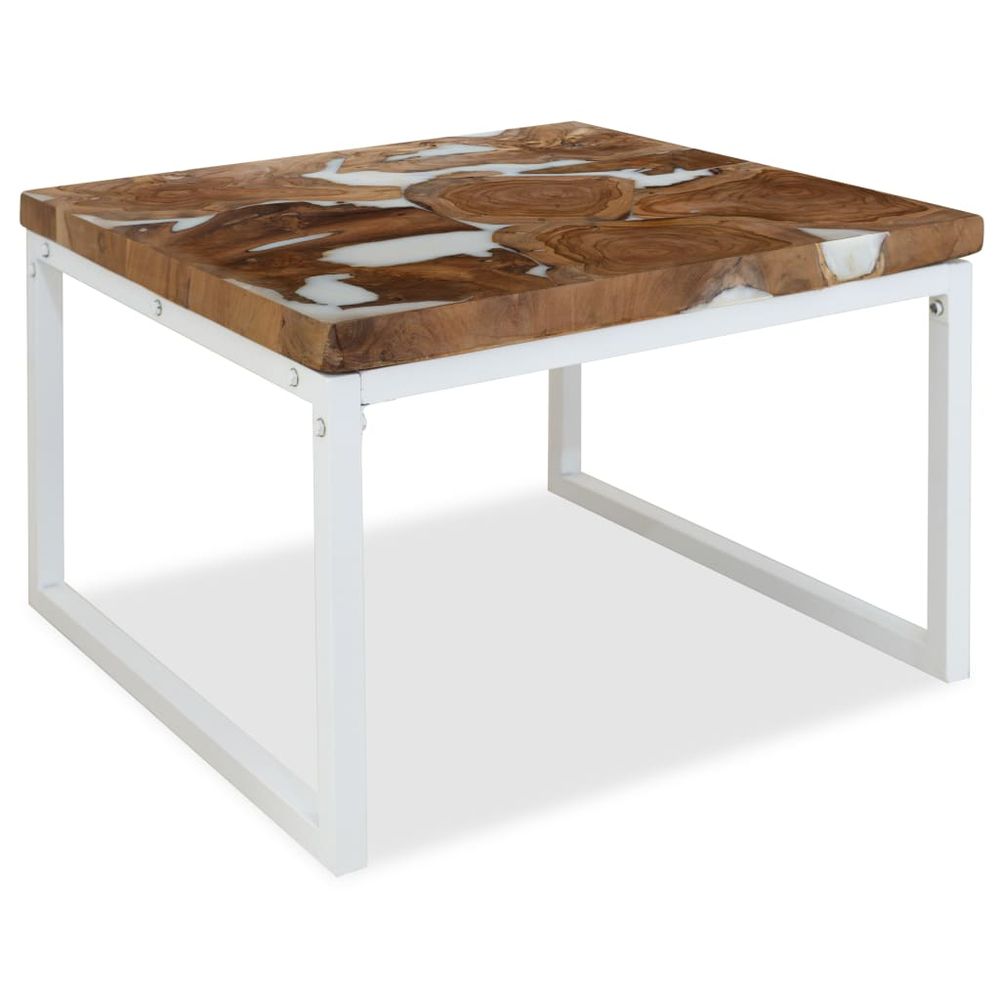 vidaXL Coffee Table Teak Resin 110x60x40 cm White and Brown V069817681