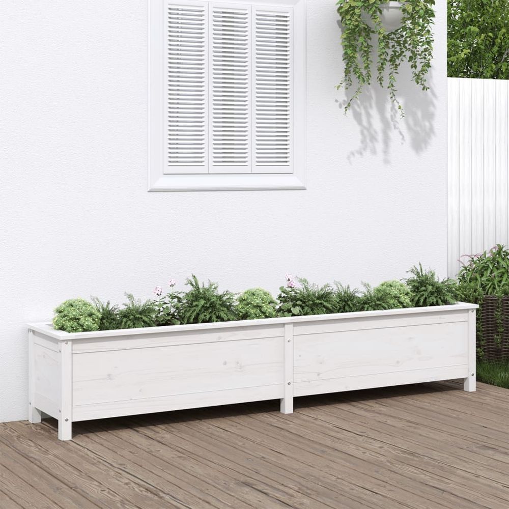 vidaXL Garden Raised Bed White 199.5x40x39 cm Solid Wood Pine S0671357866