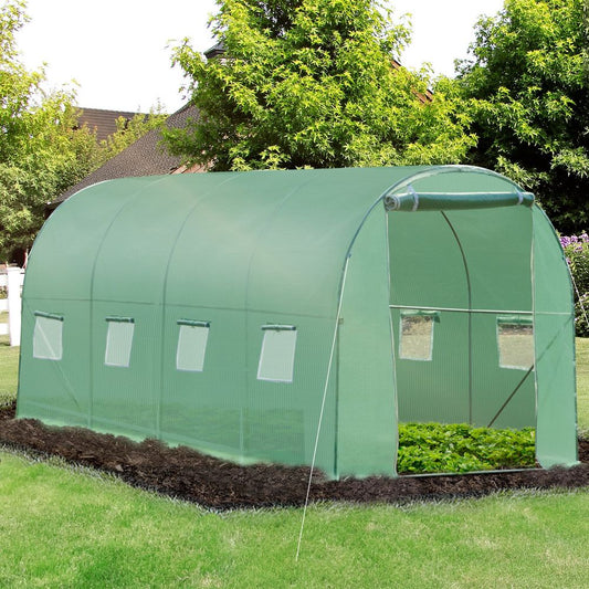 Polytunnel Walk-in Greenhouse with Zip Door and Windows V067942276