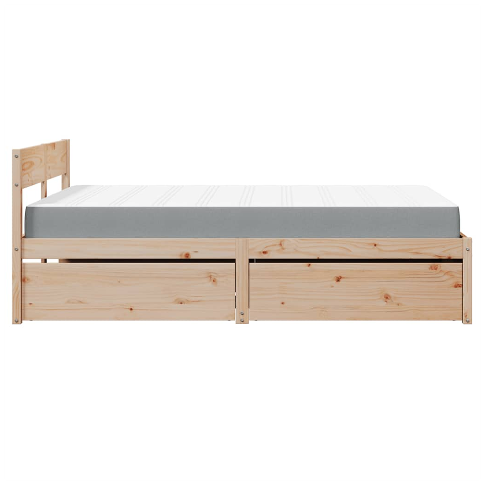 vidaXL Bed with Drawers and Mattress 120x200 cm Solid Wood Pine S0671489434