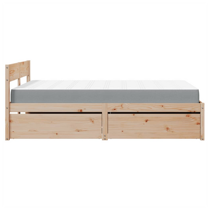 vidaXL Bed with Drawers and Mattress 120x200 cm Solid Wood Pine S0671489434