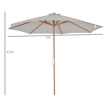 10'x8.2'H Bamboo Wooden Round Market Patio Sun Umbrella Parasol Sunshade Canopy V067942165