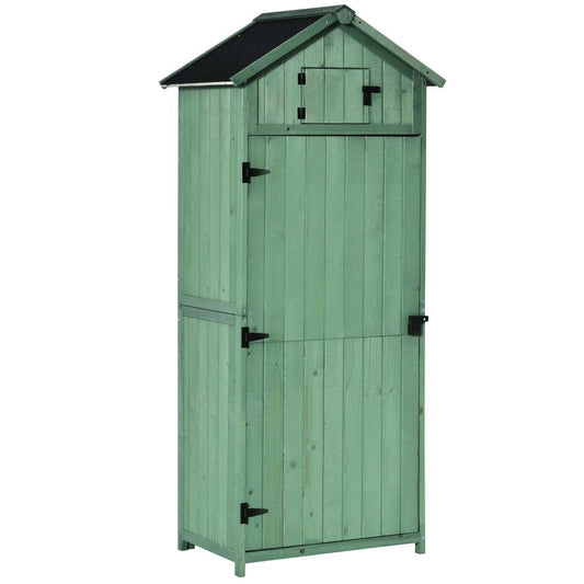 Garden Shed Vertical Utility 3 Shelves Wood Tool Storage Unit Cabinet V067942261