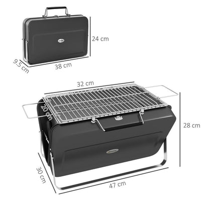 Outsunny Portable BBQ Grill with Suitcase Design for Camping Picnic Party, Black S0671433368