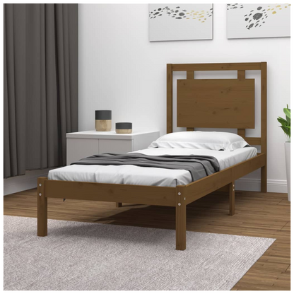 vidaXL Bed Frame Honey Brown Solid Wood 75x190 cm Small Single V0671037933