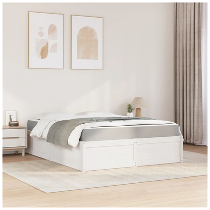 vidaXL Bed with Mattress White 160x200 cm Solid Wood Pine S0671489473