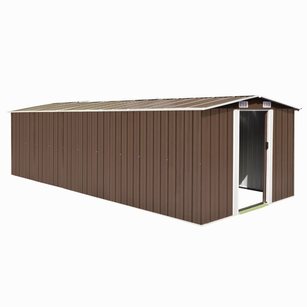 vidaXL Garden Shed 257x298x178 cm Metal Brown V0671209789