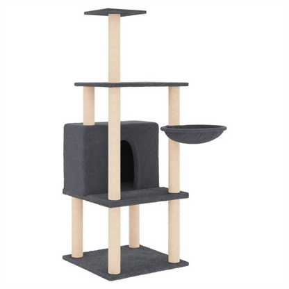 vidaXL Cat Tree with Sisal Scratching Posts Dark Grey 132 cm S0671260677