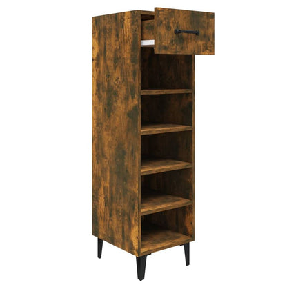 Shoe Cabinet Smoked Oak 30x35x105 cm Engineered Wood S0671058812