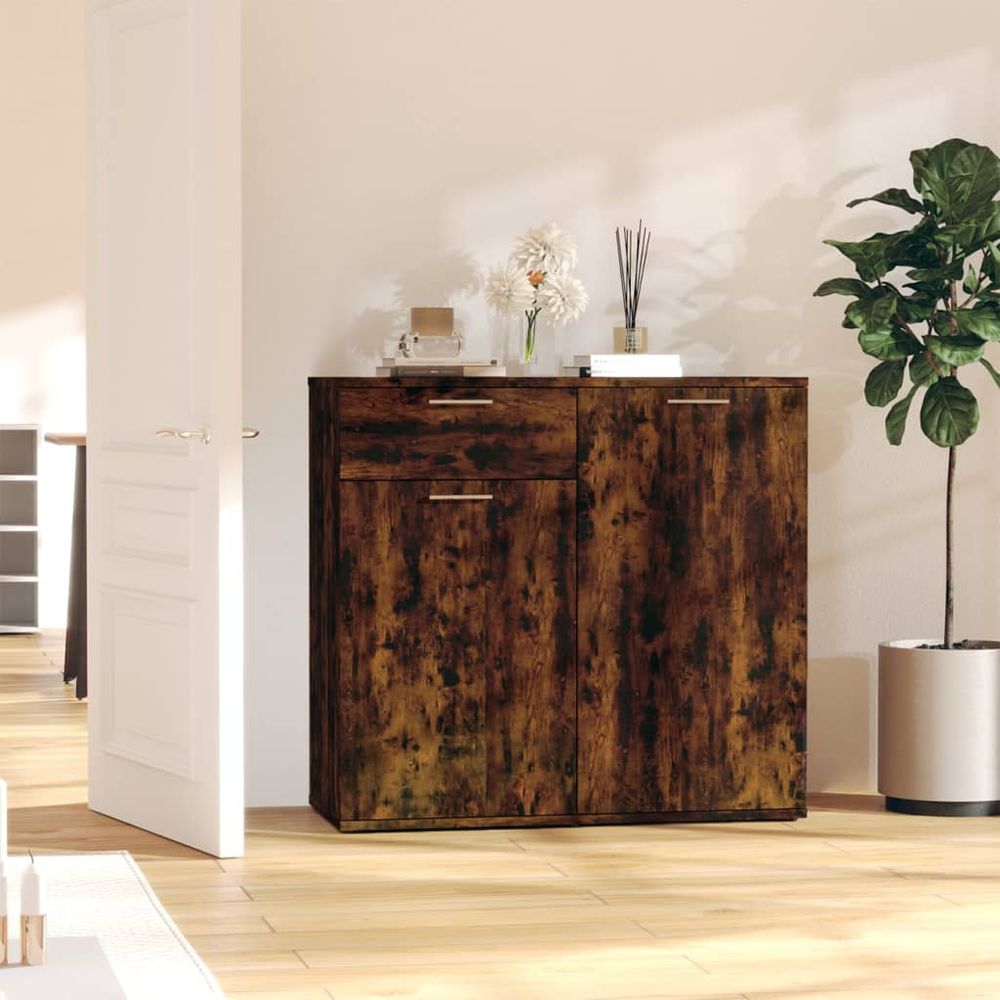 Sideboard Smoked Oak 80x36x75 cm Engineered Wood S0671019010