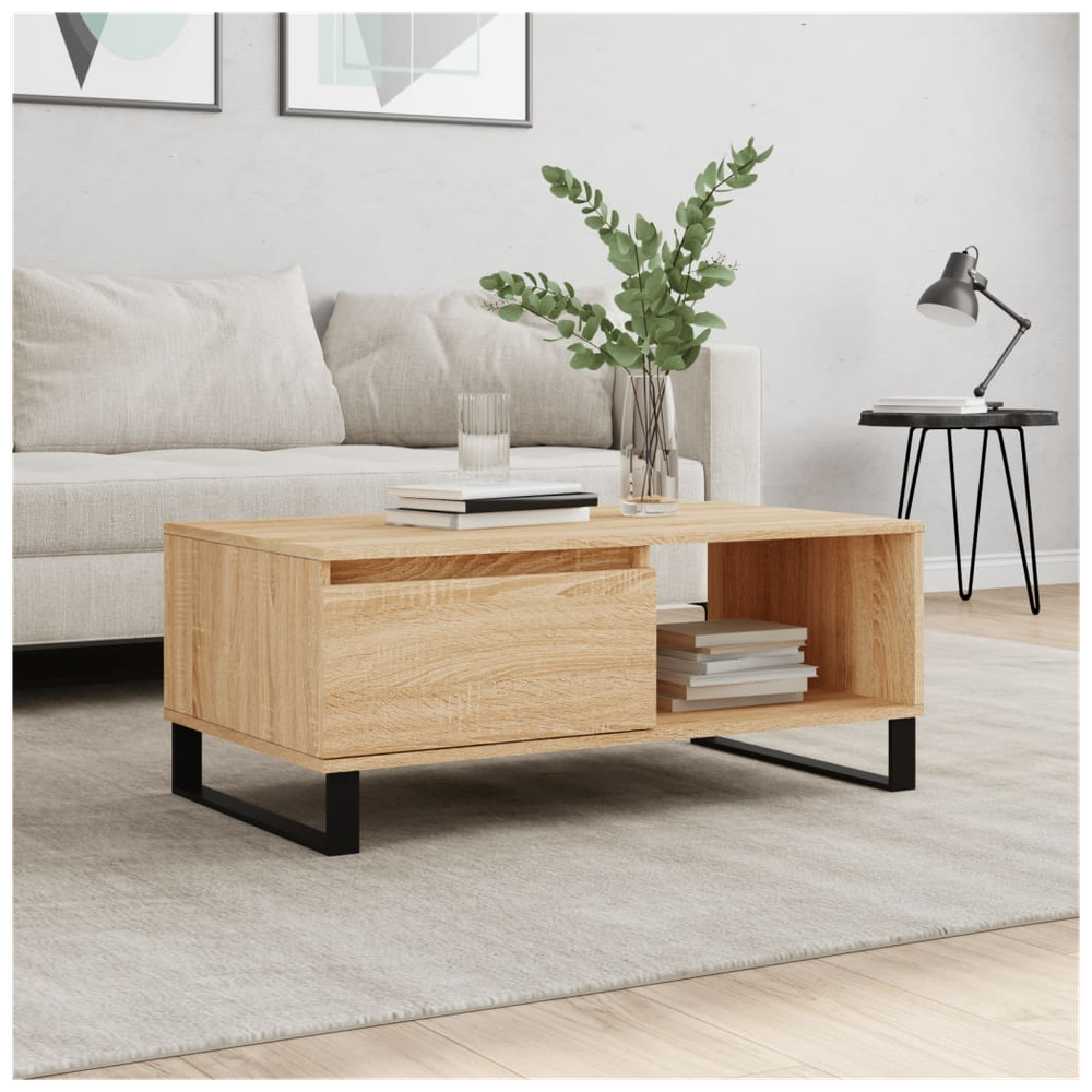 vidaXL Coffee Table Sonoma Oak 90x50x36.5 cm Engineered Wood S0671358943