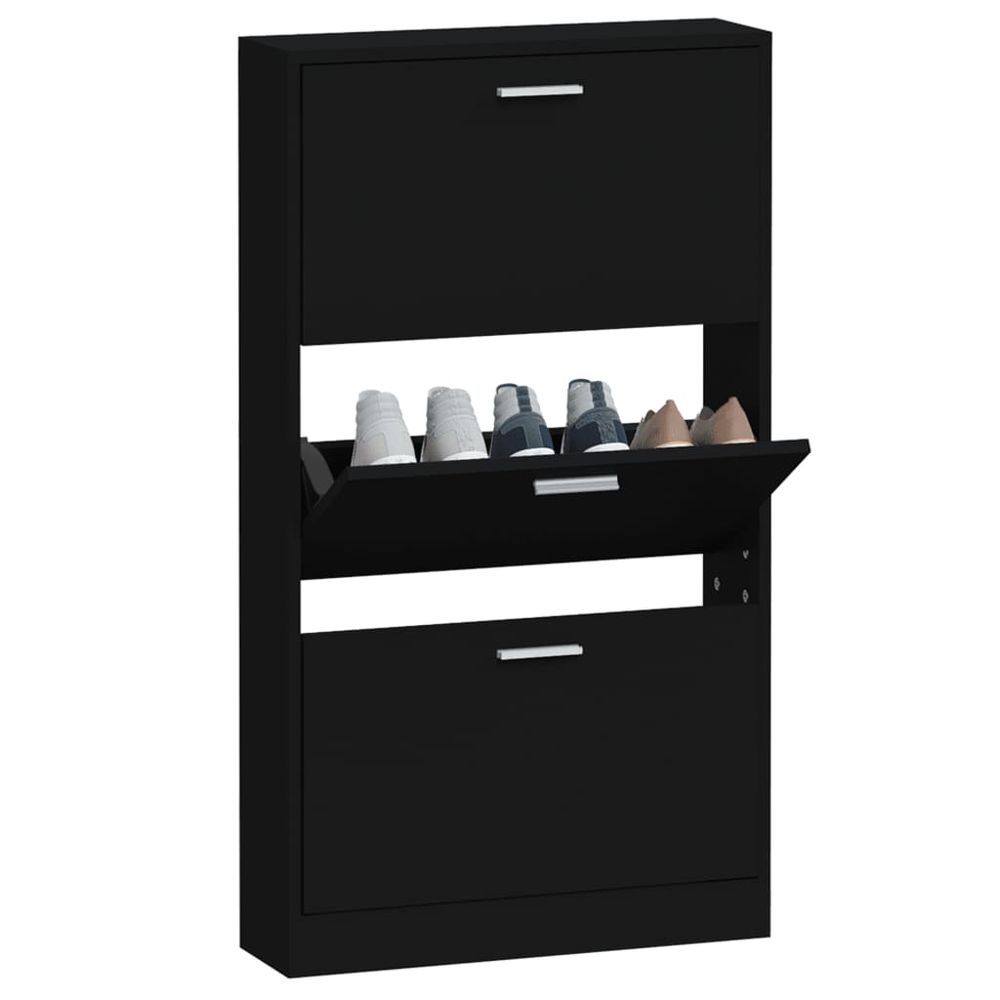 Shoe Cabinet Black 59x17x108 cm Engineered Wood S0671093790