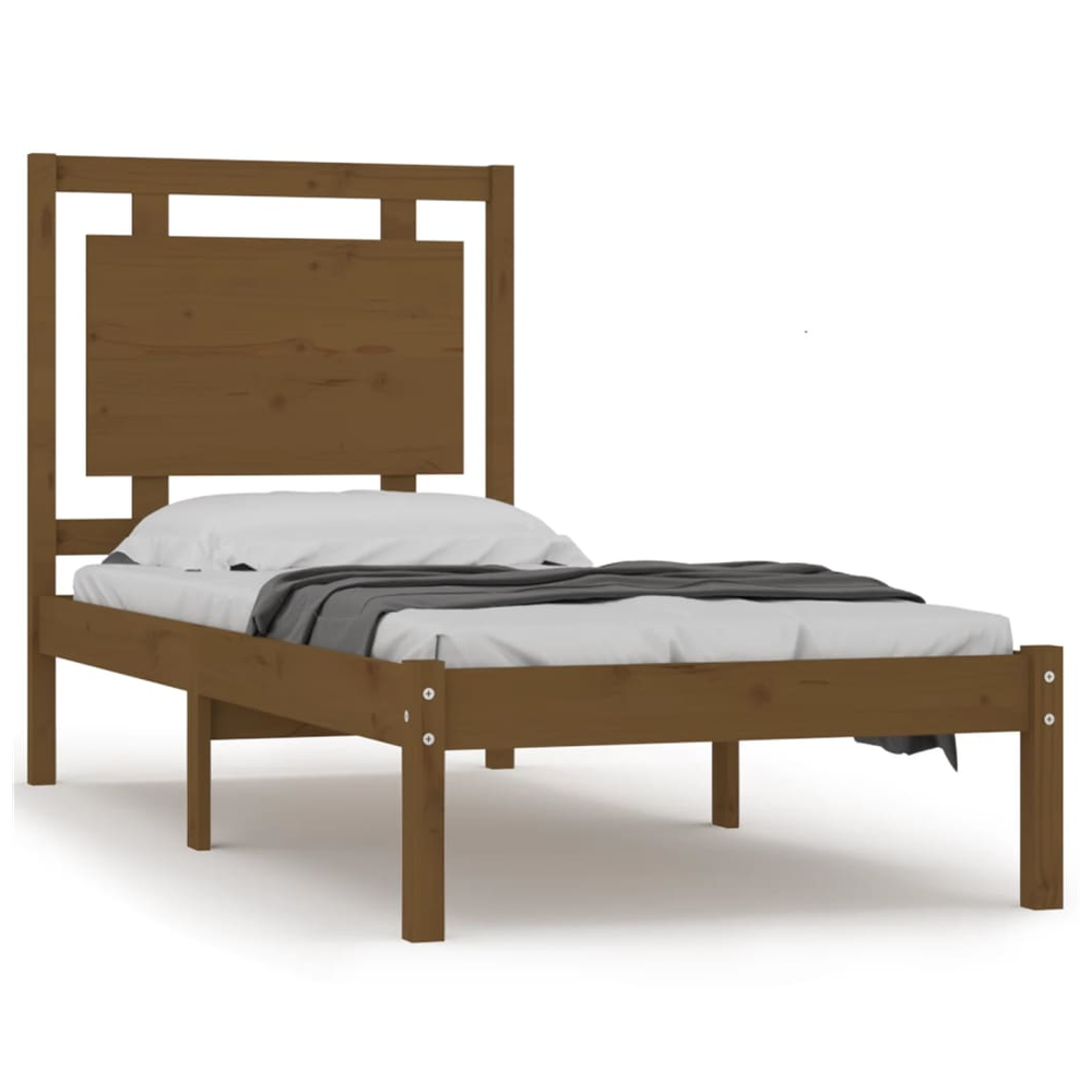 vidaXL Bed Frame Honey Brown Solid Wood 75x190 cm Small Single V0671037933