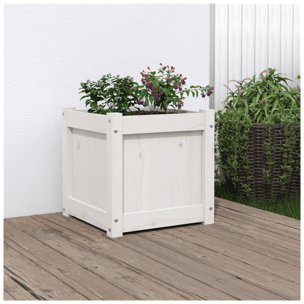 vidaXL Garden Planter White 40x40x40 cm Solid Wood Pine S0671384706