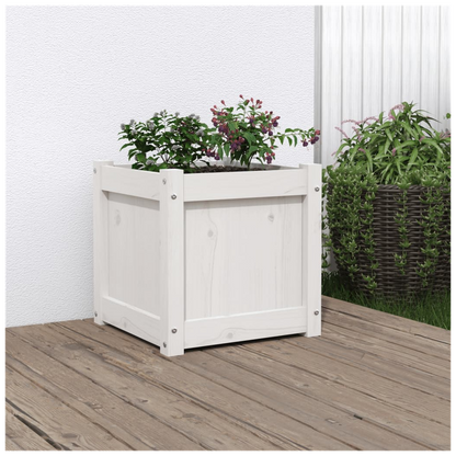 vidaXL Garden Planter White 40x40x40 cm Solid Wood Pine S0671384706