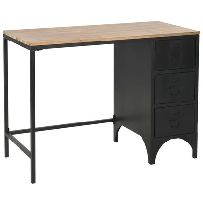 Single Pedestal Desk Solid Firwood and Steel 100x50x76 cm S069791778