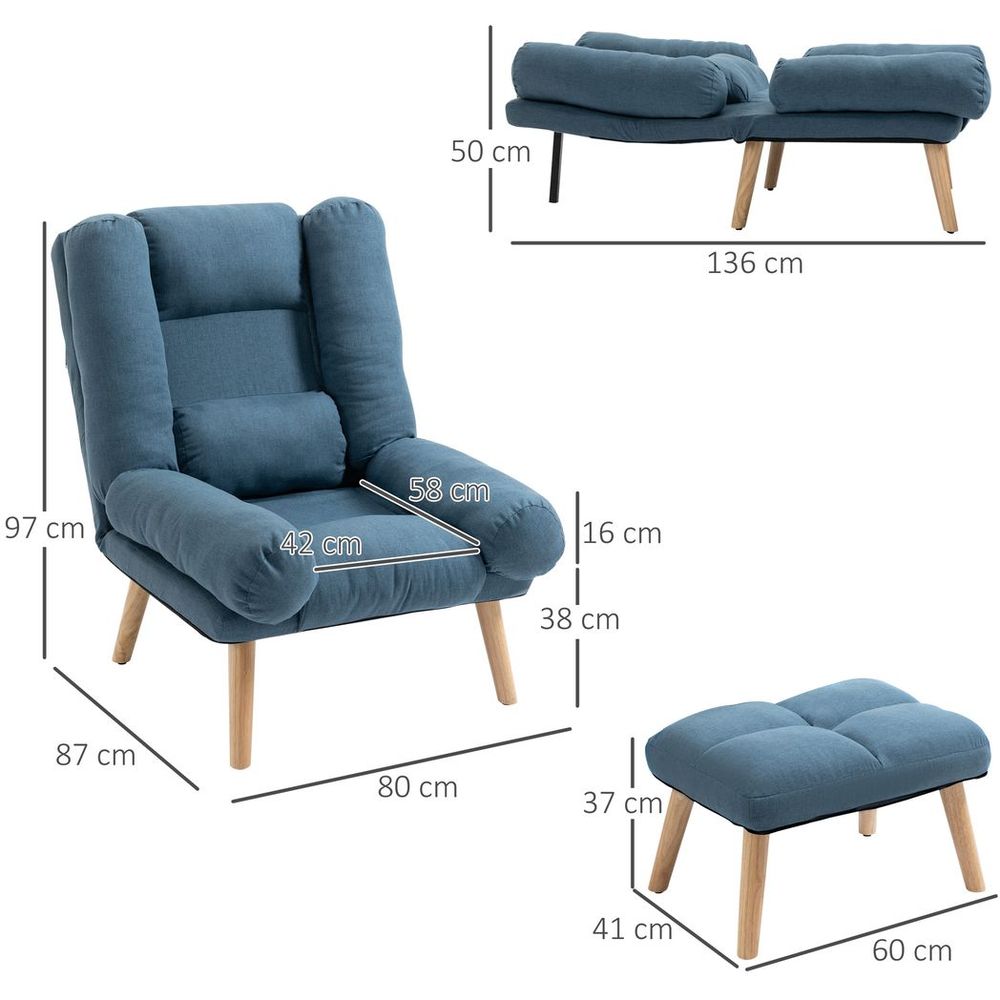 Recliner with Ottoman 3-Position Adjustable Reclining Lounger Sofa Chair S0671217706