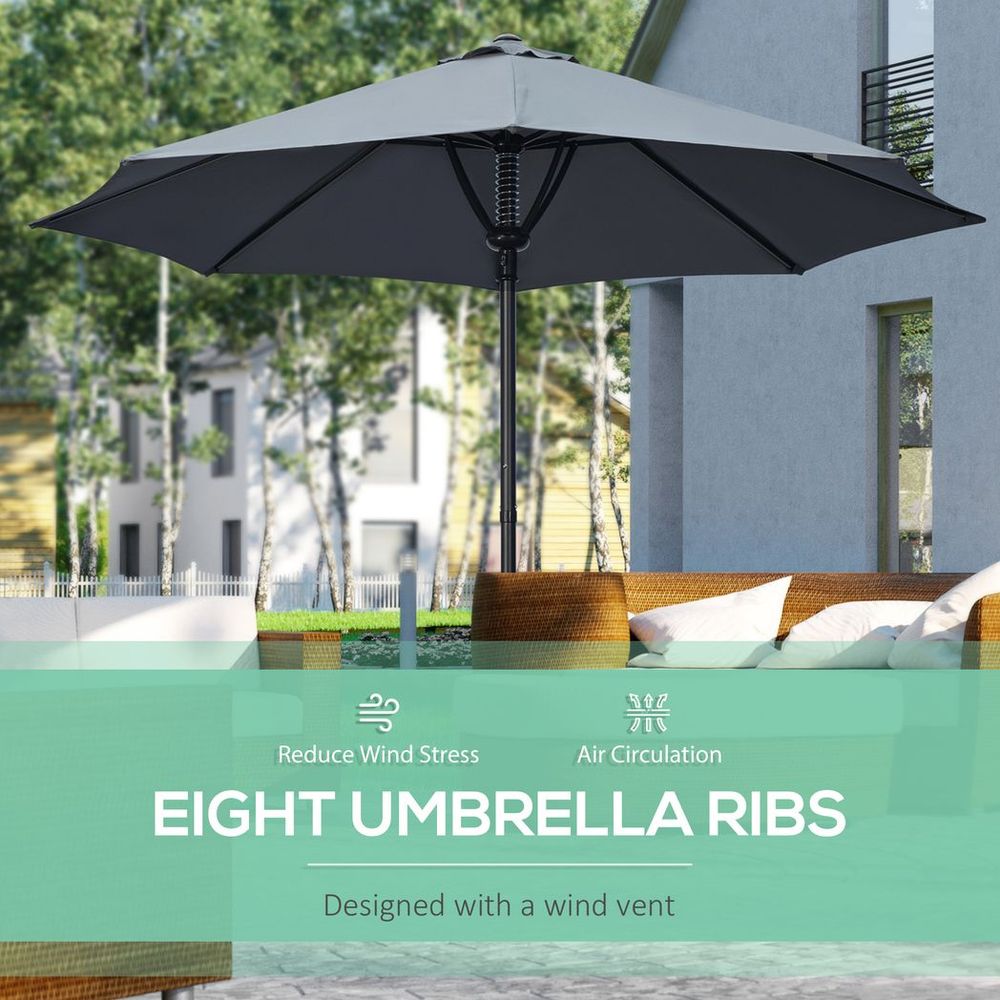 Outsunny Outdoor Market Table Parasol Umbrella Sun Shade with 8 Ribs, Grey S0671132934