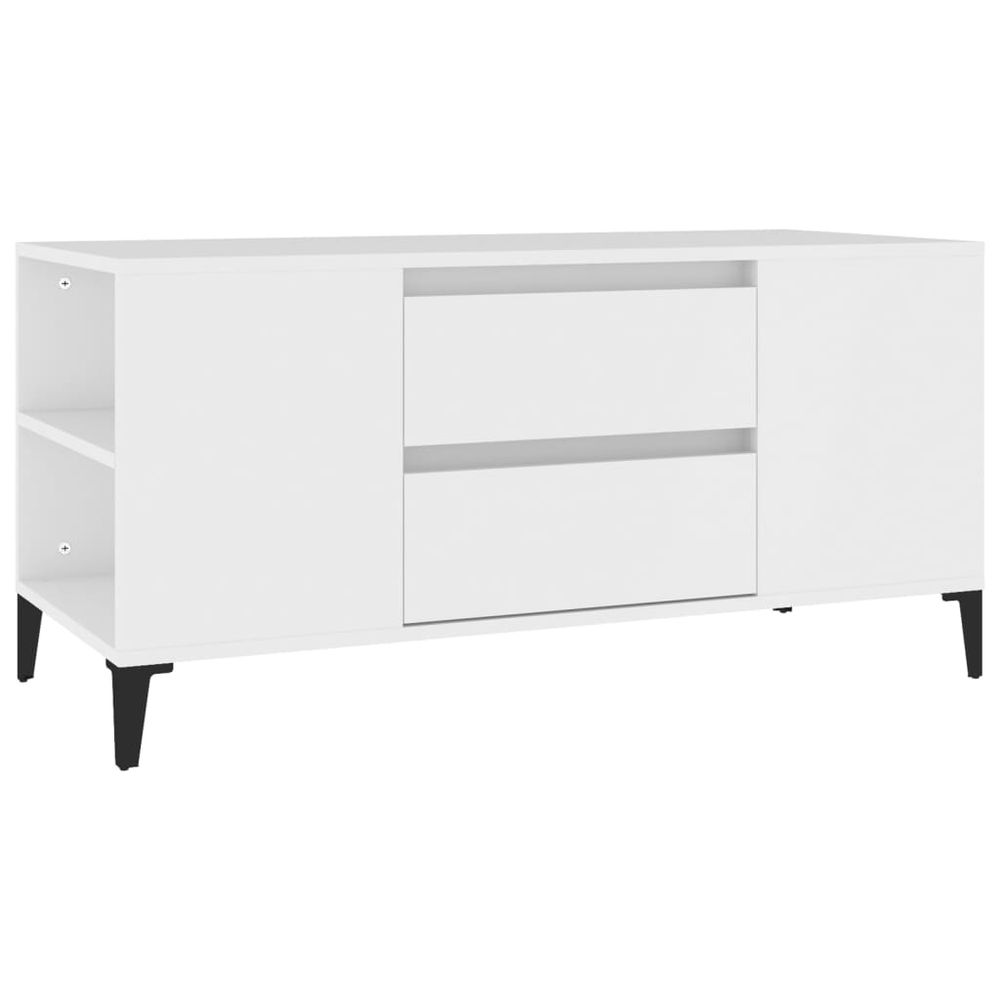 vidaXL TV Cabinet White 102x44.5x50 cm Engineered Wood S0671105442