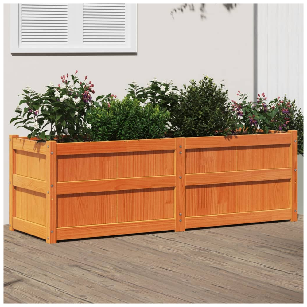 vidaXL Garden Planter Wax Brown 150x50x50 cm Solid Wood Pine S0671394882