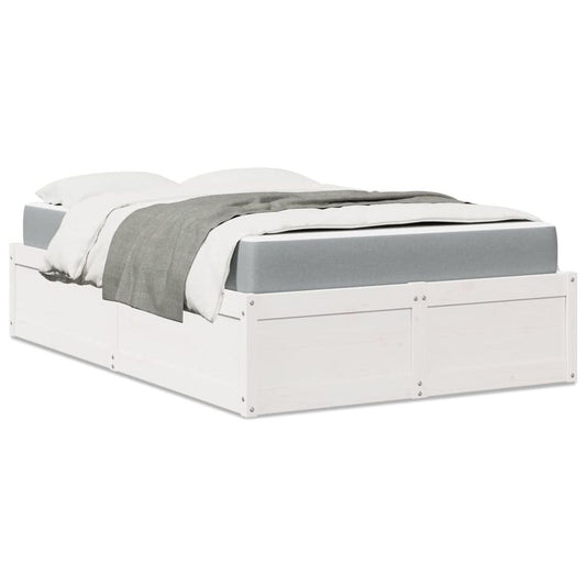 vidaXL Bed with Mattress White 140x190 cm Solid Wood Pine S0671489394