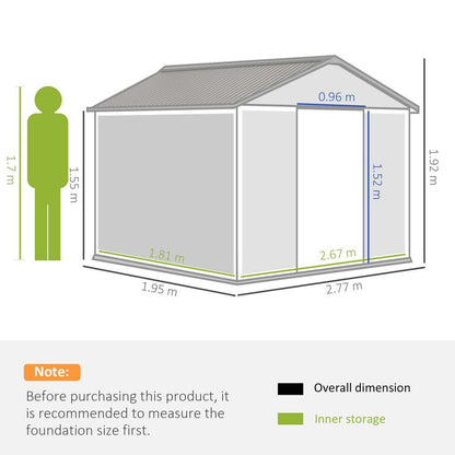 9 X 6FT Outdoor Storage Garden Shed Sliding Door Galvanised Metal Brown S0671210995