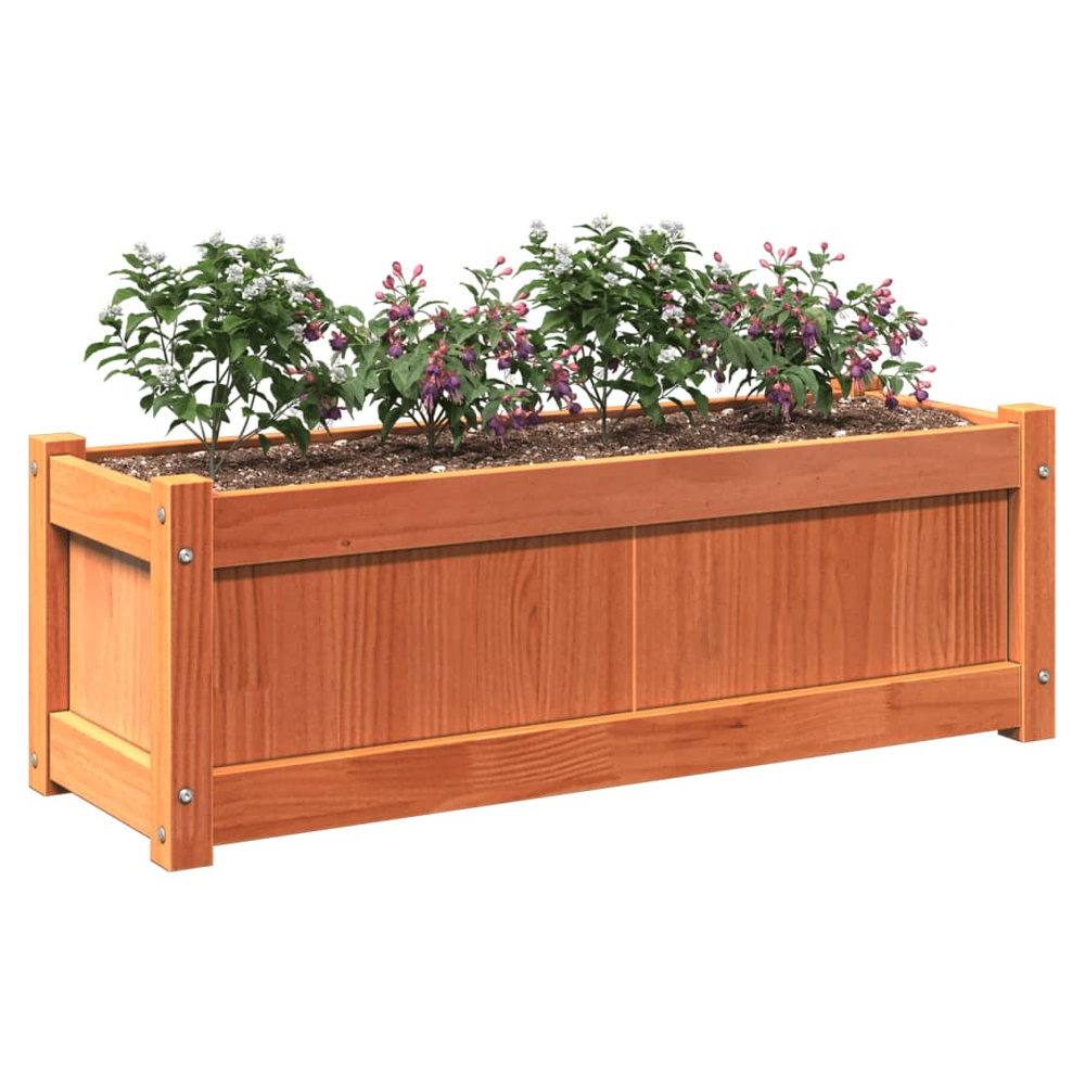 vidaXL Garden Planter Wax Brown 90x31x31 cm Solid Wood Pine S0671394901