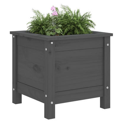 vidaXL Garden Planter Grey 40x40x39 cm Solid Wood Pine S0671358085