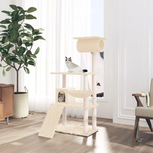 vidaXL Cat Tree with Sisal Scratching Posts Cream 131 cm S0671099886