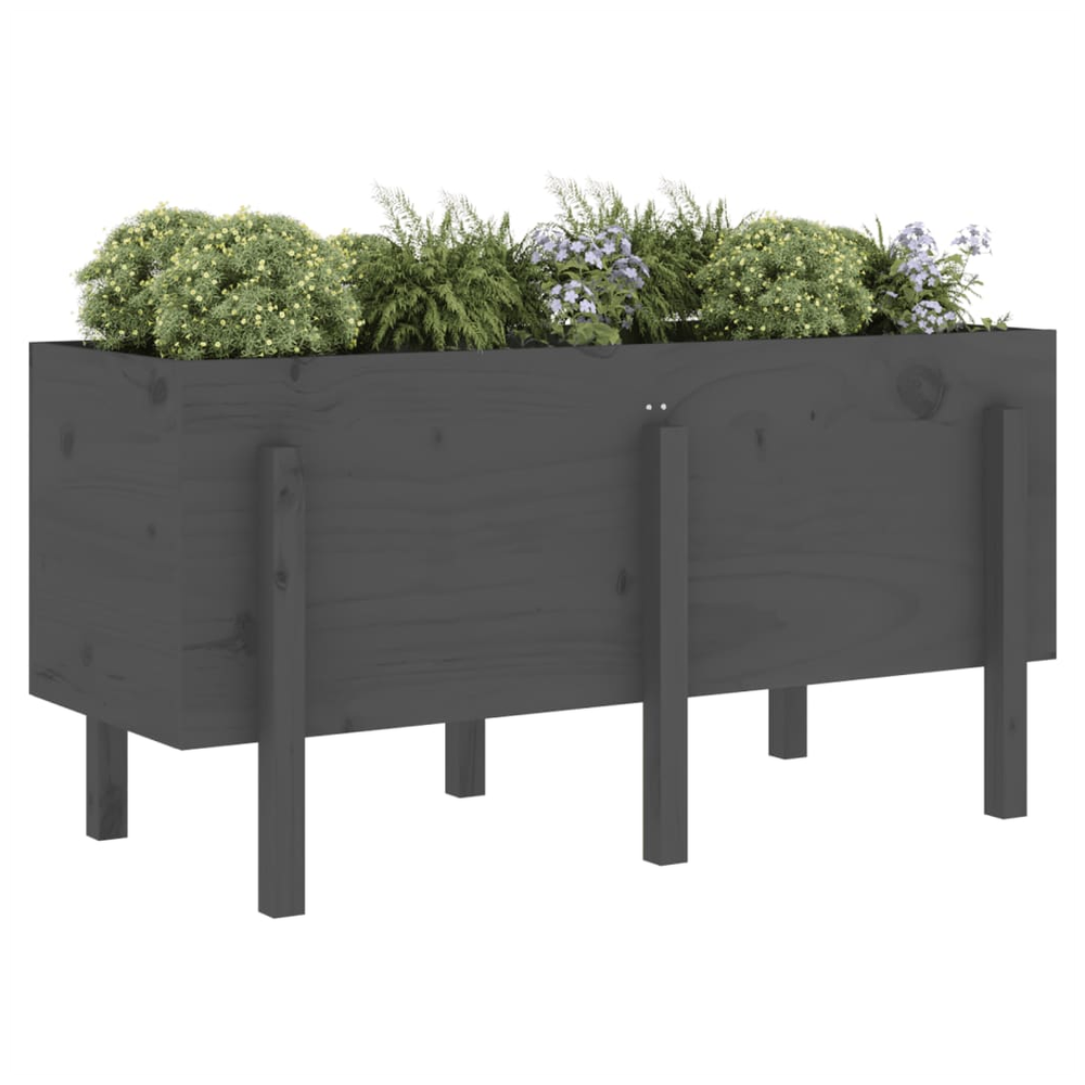 vidaXL Garden Raised Bed Grey 121x50x57 cm Solid Wood Pine S0671357986