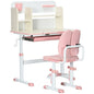 HOMCOM Kids Desk and Chair Set with Storage Shelves, Washable Cover - Pink S0671346545