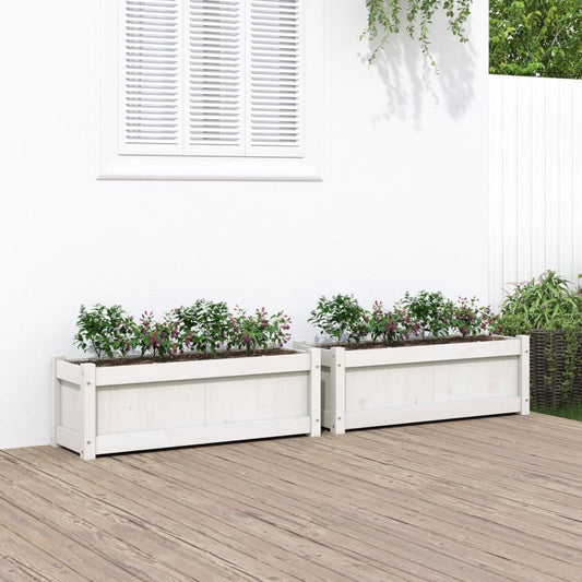 vidaXL Garden Planters 2 pcs White Solid Wood Pine S0671383023