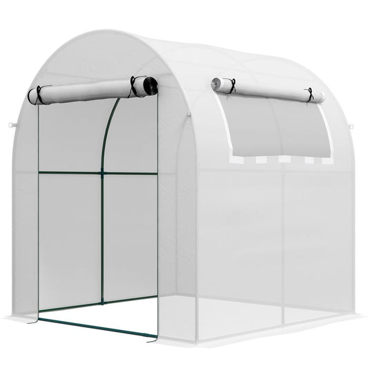 Outsunny Walk in Polytunnel Greenhouse with Roll-up Window and Door, White S0671398863