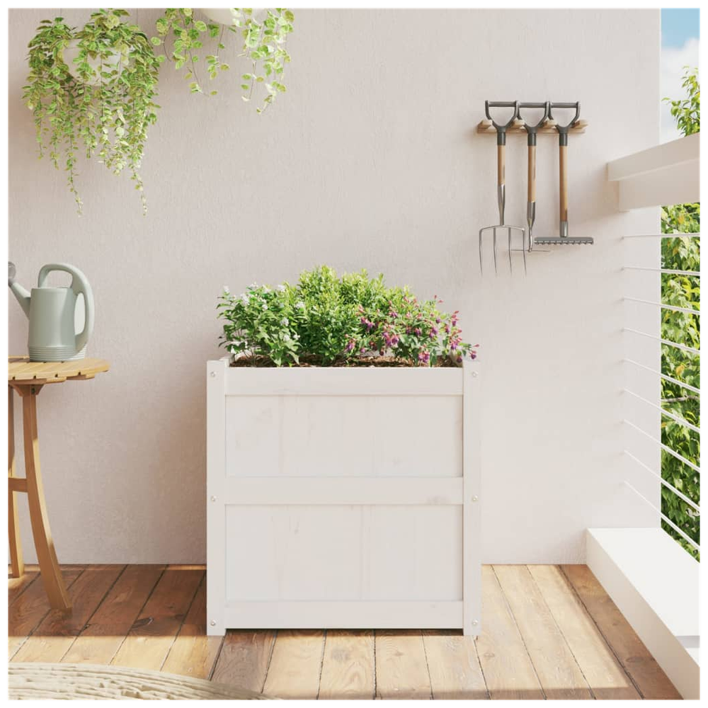 vidaXL Garden Planter White 60x60x60 cm Solid Wood Pine S0671384856