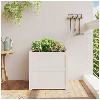 vidaXL Garden Planter White 60x60x60 cm Solid Wood Pine S0671384856