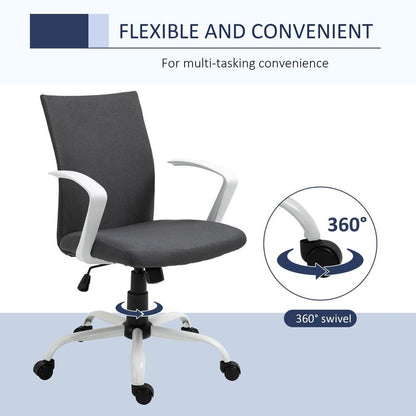 Office Chair Linen Swivel Computer Desk Chair Home Study Task Chair, Dark Grey S0671114476