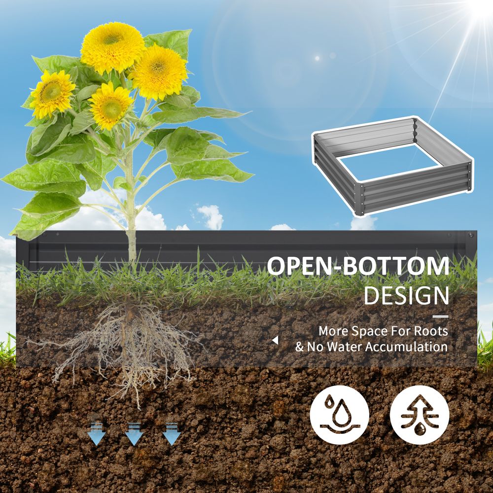 Outsunny Raised Garden Bed Metal Garden Flower Vegetable Planter Light Grey S0671391604